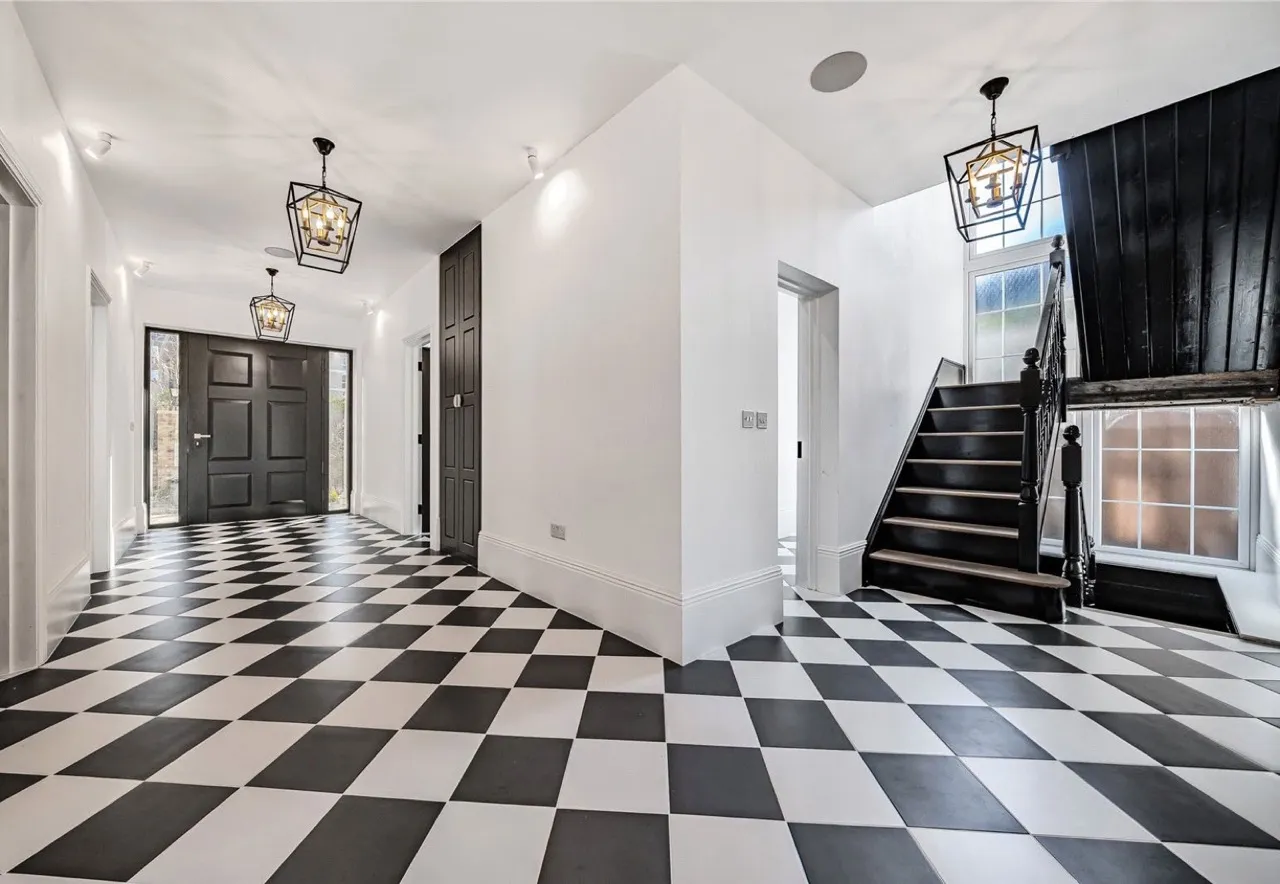 Chequerboard entrance hall: New Build Family Home in Totteridge by Alb Homes
